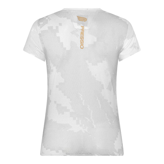 PRESSIO Run Elite Kortermet T-skjorte - Dame - Hvit Camo