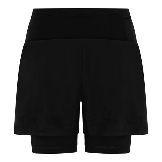 Pressio Sherpa 2in1 shorts til dame i svart. Bilde av bakside.