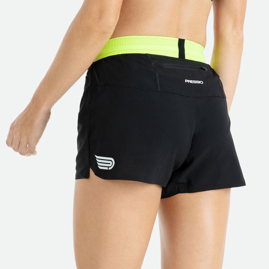 PRESSIO Ārahi 3'' Shorts - Dame - Svart & Fluor Grønn