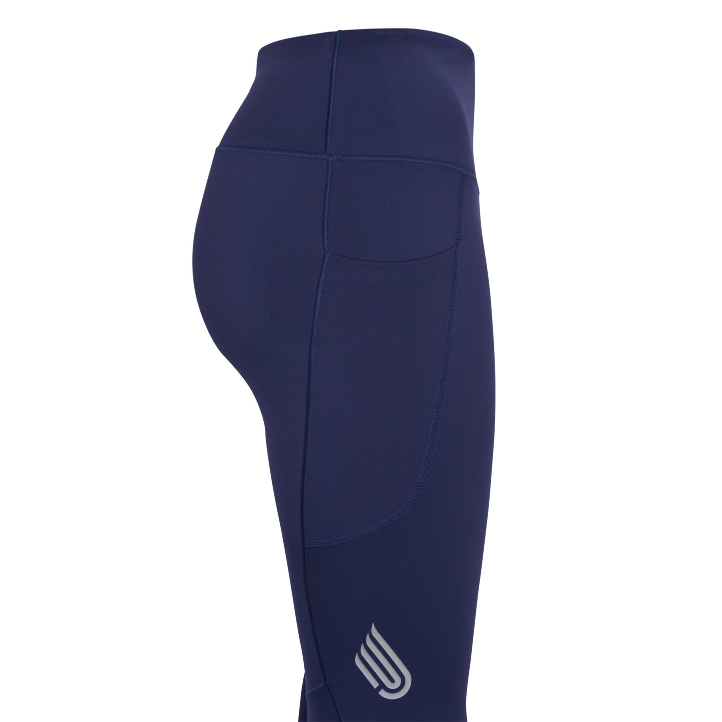 Pressio RE tights for dame i fargen marineblå. High-rise. Nærbilde lomme til f.eks. mobil på låret.