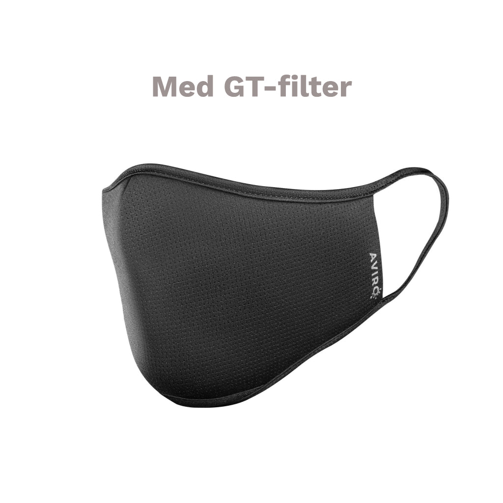 Aviro gjenbrukbar munnbind med GT filter i svart.