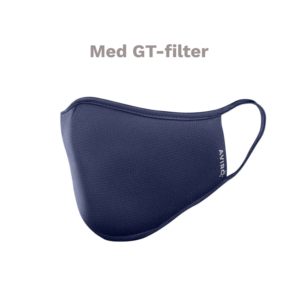 Aviro gjenbrukbar munnbind med GT filter i marineblå.