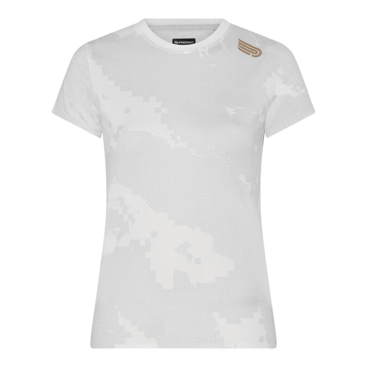 PRESSIO Run Elite Kortermet T-skjorte - Dame - Hvit Camo