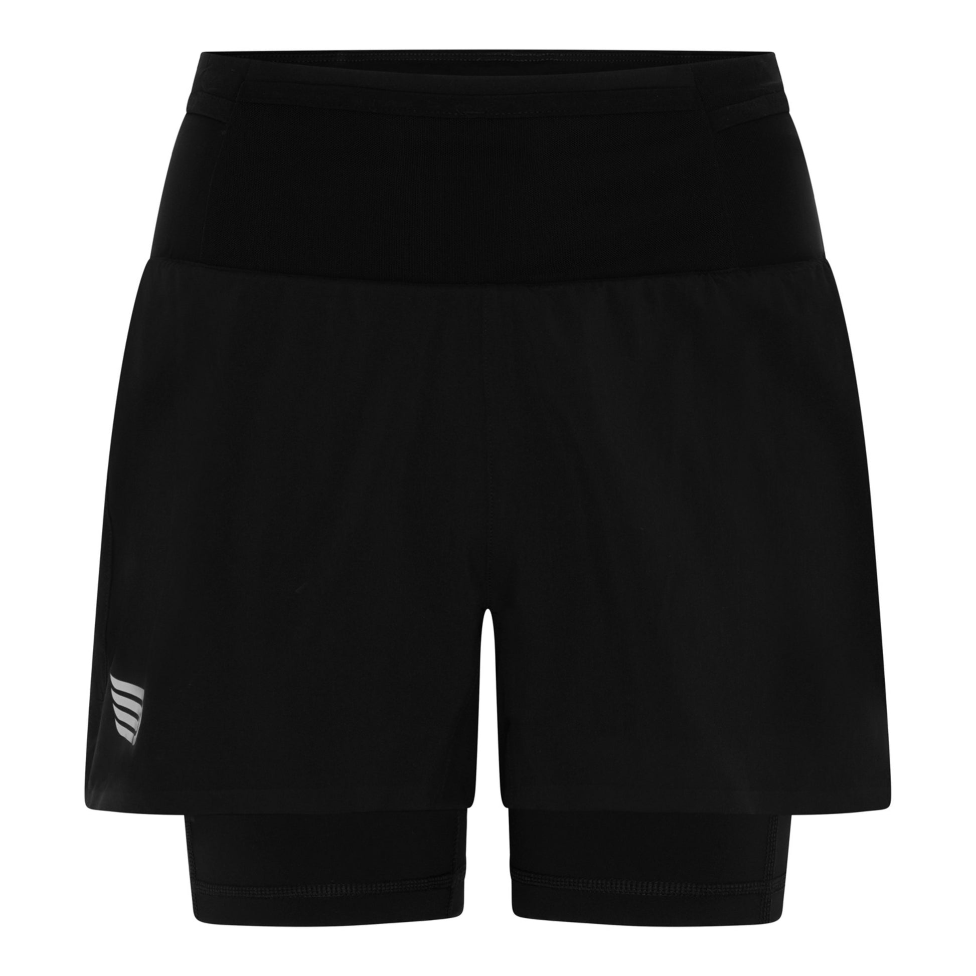 Pressio Sherpa 2in1 shorts til dame i svart. Bilde av forside.