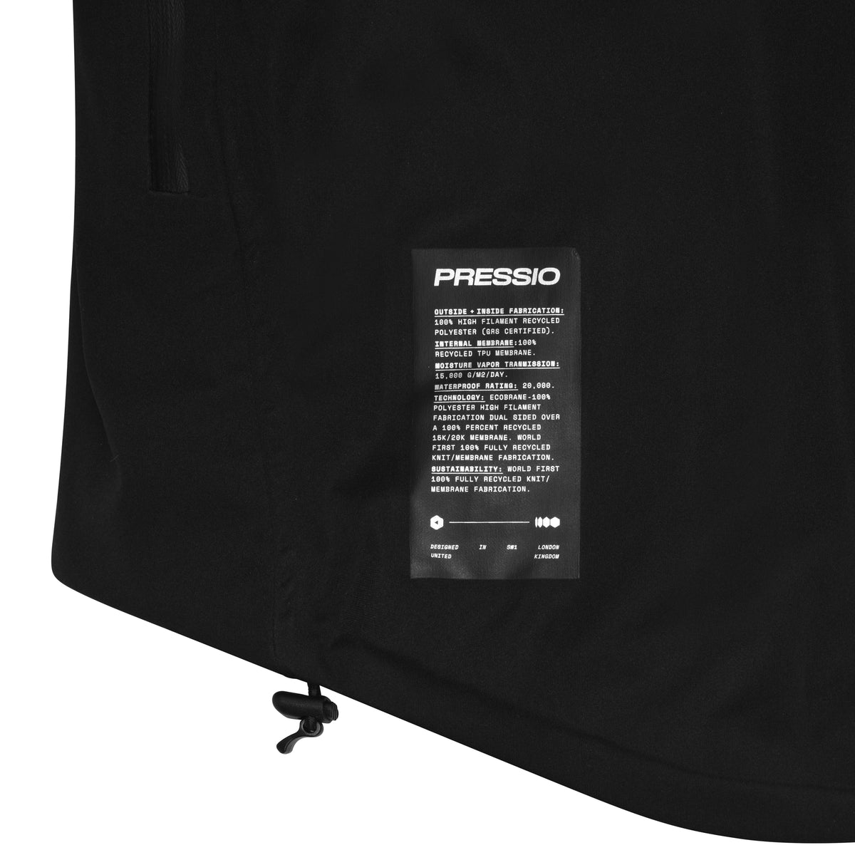 PRESSIO Ecotect 3L Vanntett Jakke - Svart