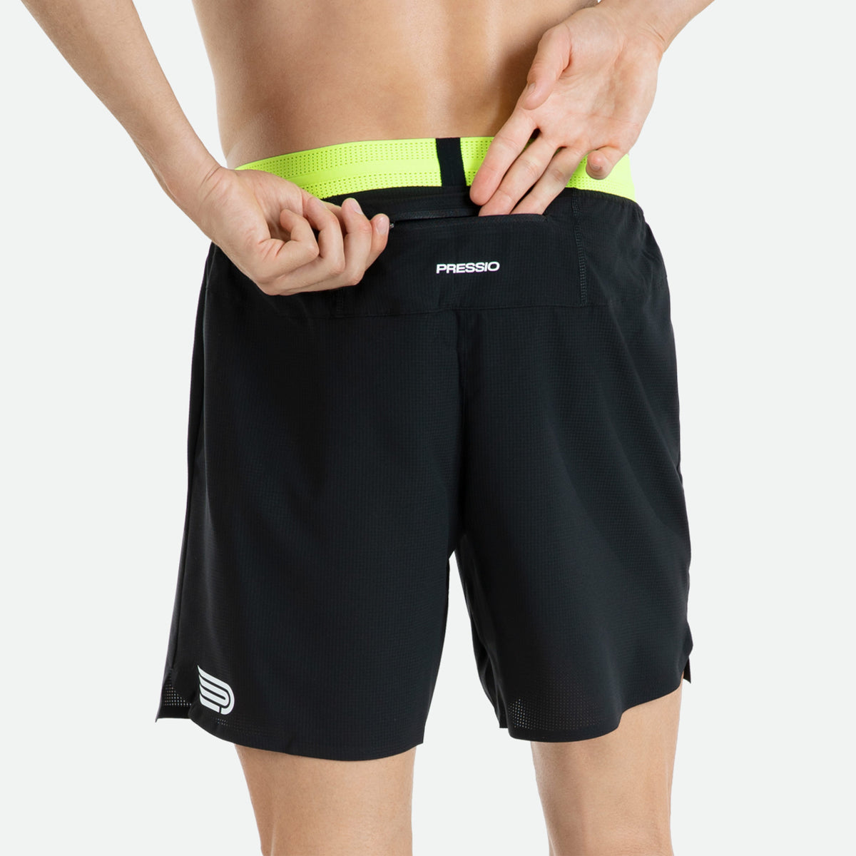 PRESSIO Ārahi 6.5’ Shorts - Svart &amp; Fluor Grønn