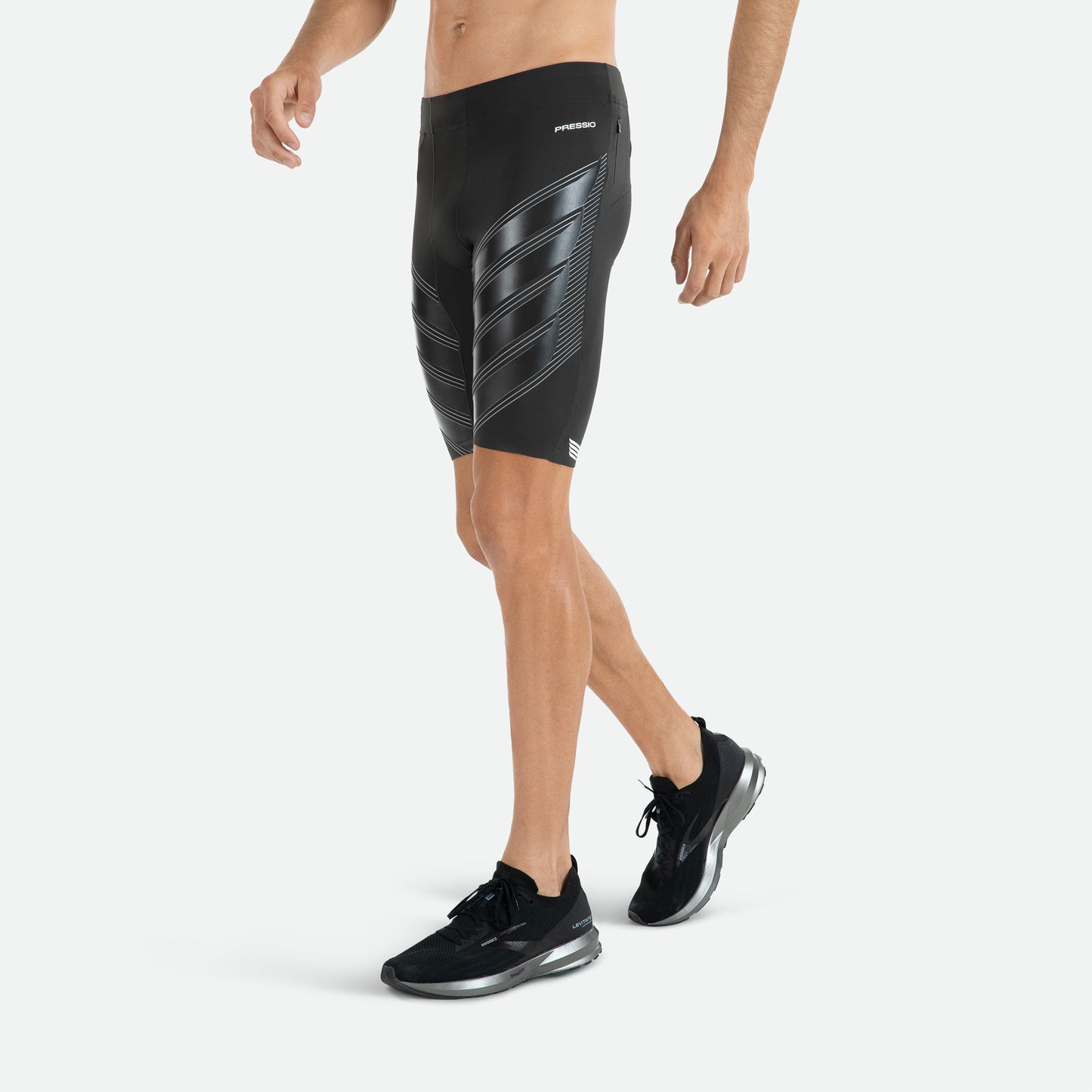 PRESSIO Power Kort Løpetights - Herre - Svart