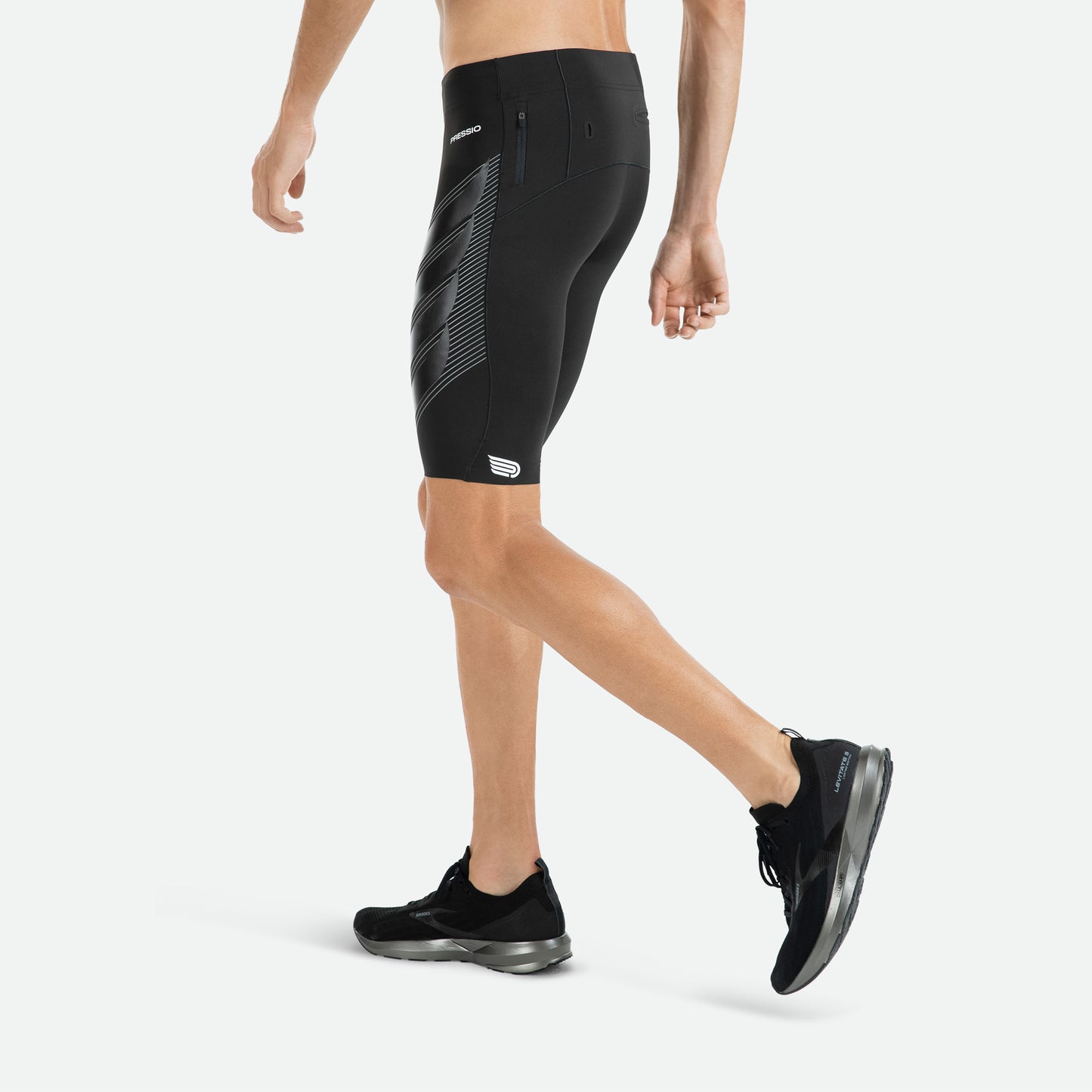 PRESSIO Power Kort Løpetights - Herre - Svart