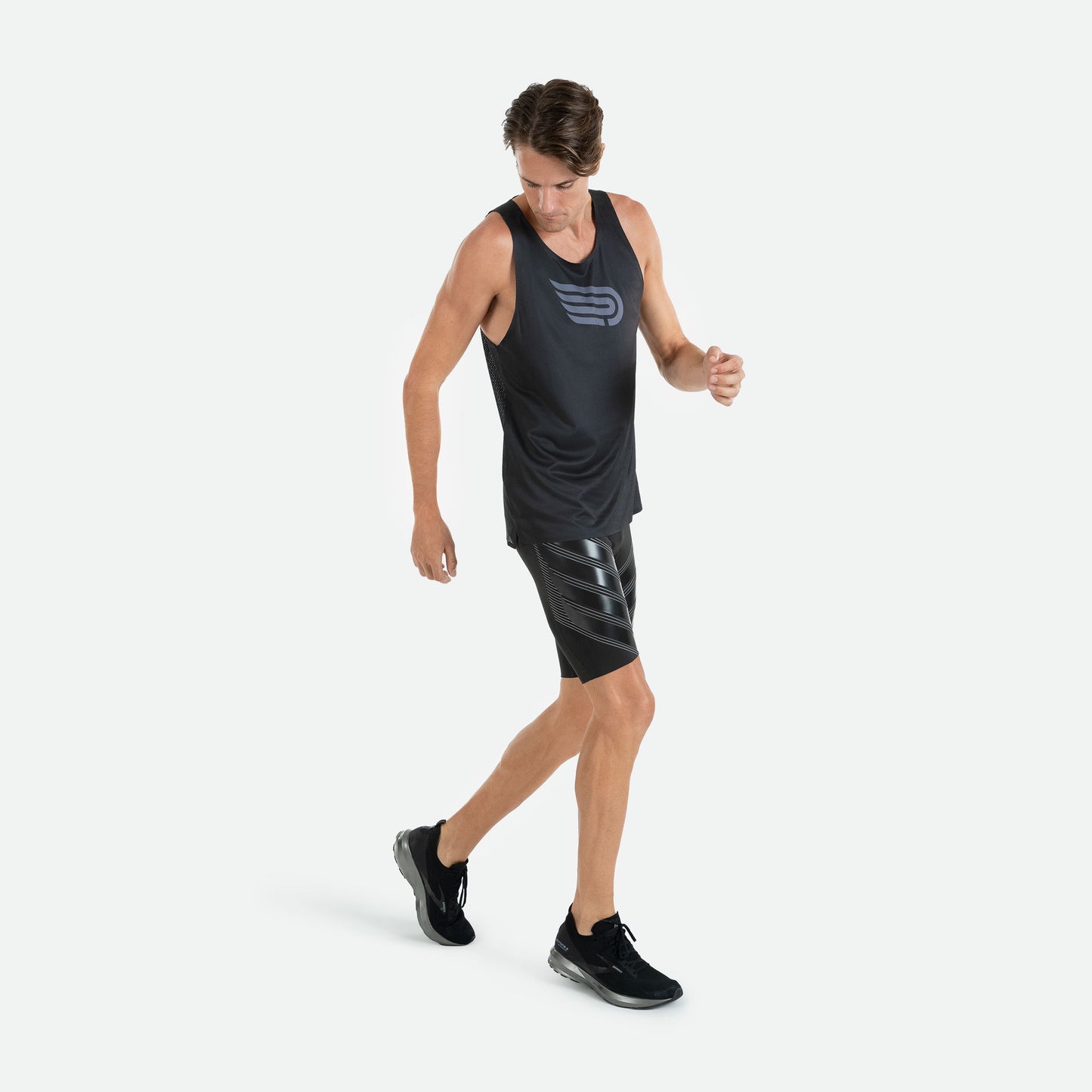 PRESSIO Power Kort Løpetights - Herre - Svart