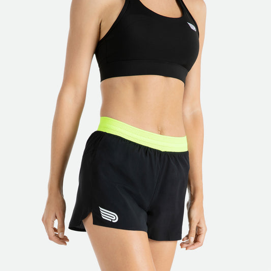 PRESSIO Ārahi 3'' Shorts - Dame - Svart & Fluor Grønn