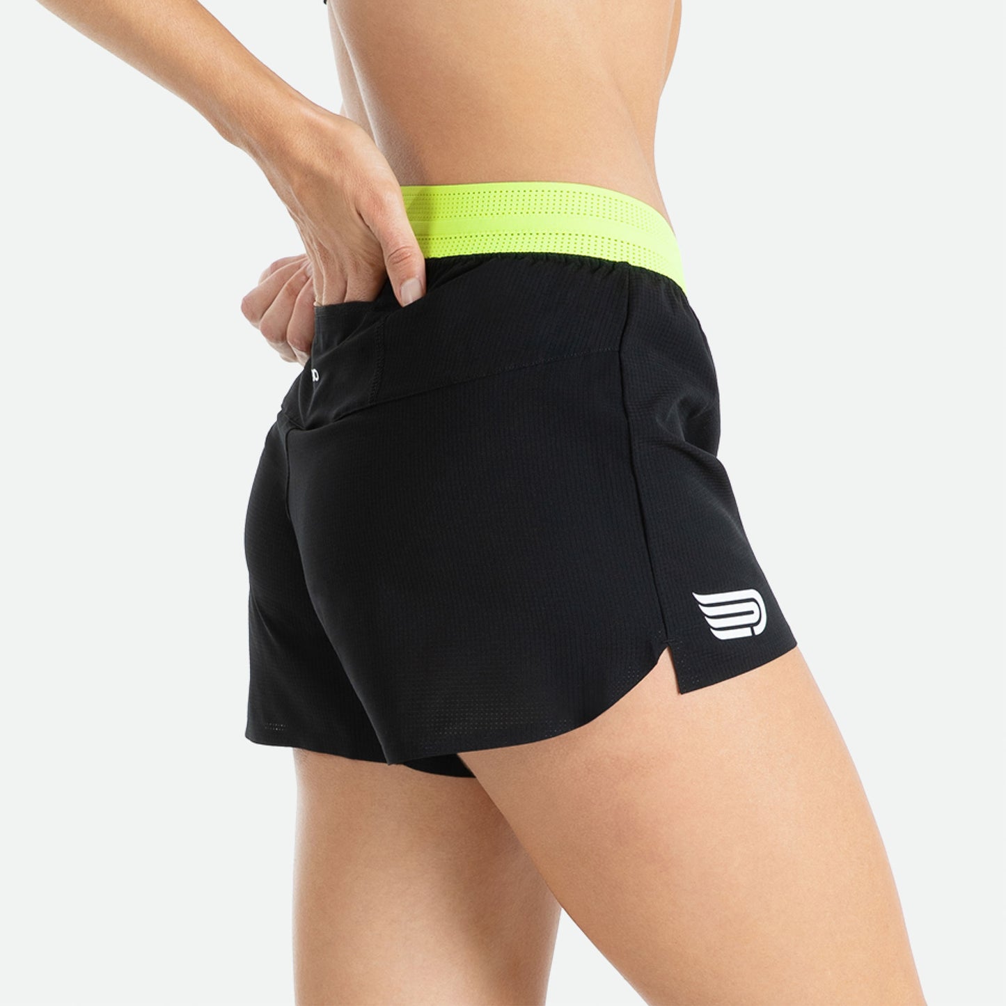 PRESSIO Ārahi 3'' Shorts - Dame - Svart & Fluor Grønn