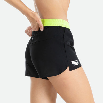 PRESSIO Ārahi 3'' Shorts - Dame - Svart & Fluor Grønn
