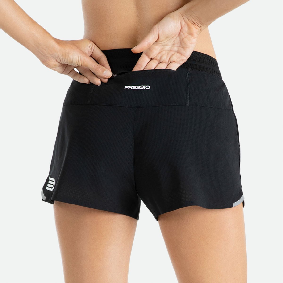 PRESSIO Ārahi m/refleks 3&#39;&#39; Shorts - Svart
