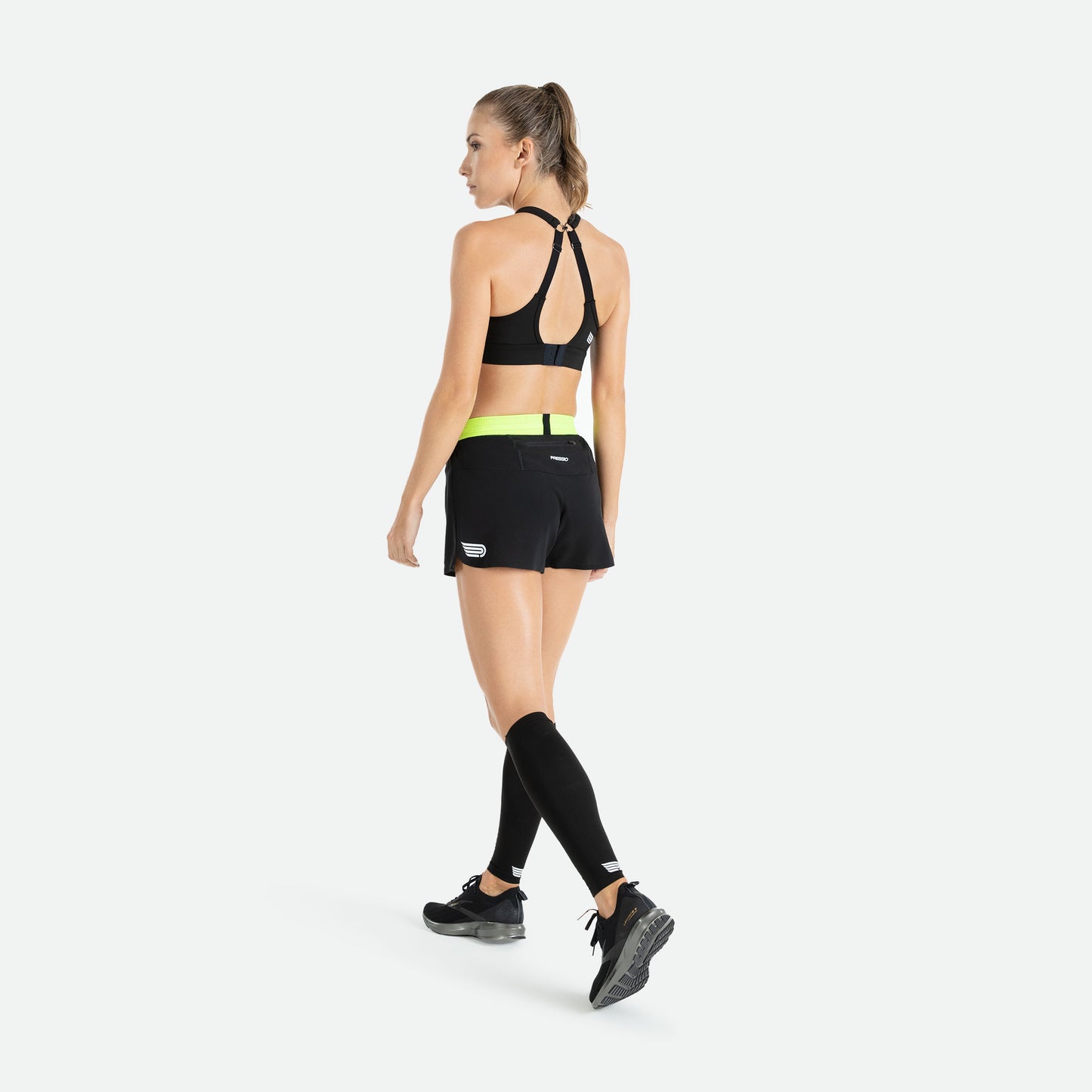 PRESSIO Ārahi 3'' Shorts - Dame - Svart & Fluor Grønn